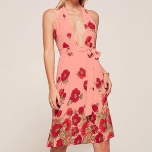 Reformation Johnson Halter Midi Blush Pink Dress